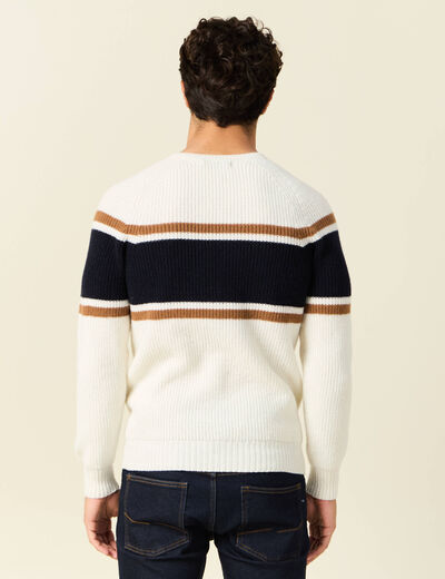 Pull manches longues fabriqué en France ecru homme