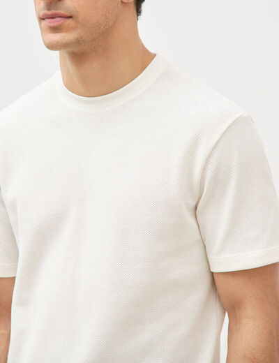 T-shirt col rond manches courtes ecru homme