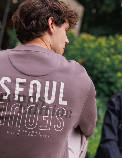 Sweat col rond manches longues mauve homme