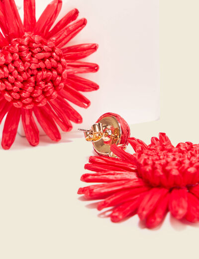 Boucles d'oreilles pendantes rouge femme