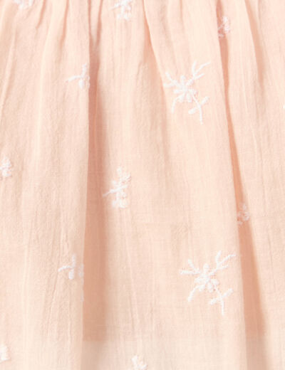 Blouse manches longues brodée rose poudrée femme
