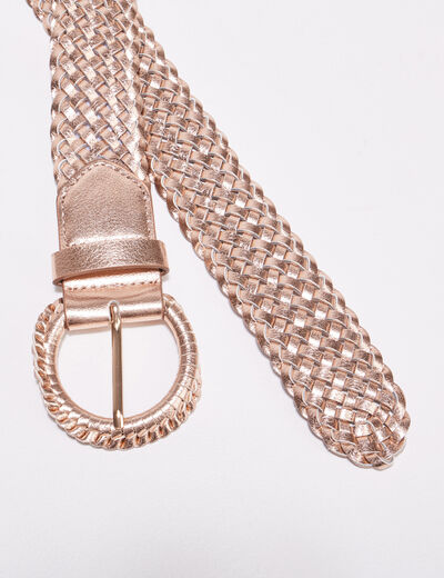 Ceinture tressée métallisée rouge clair femme