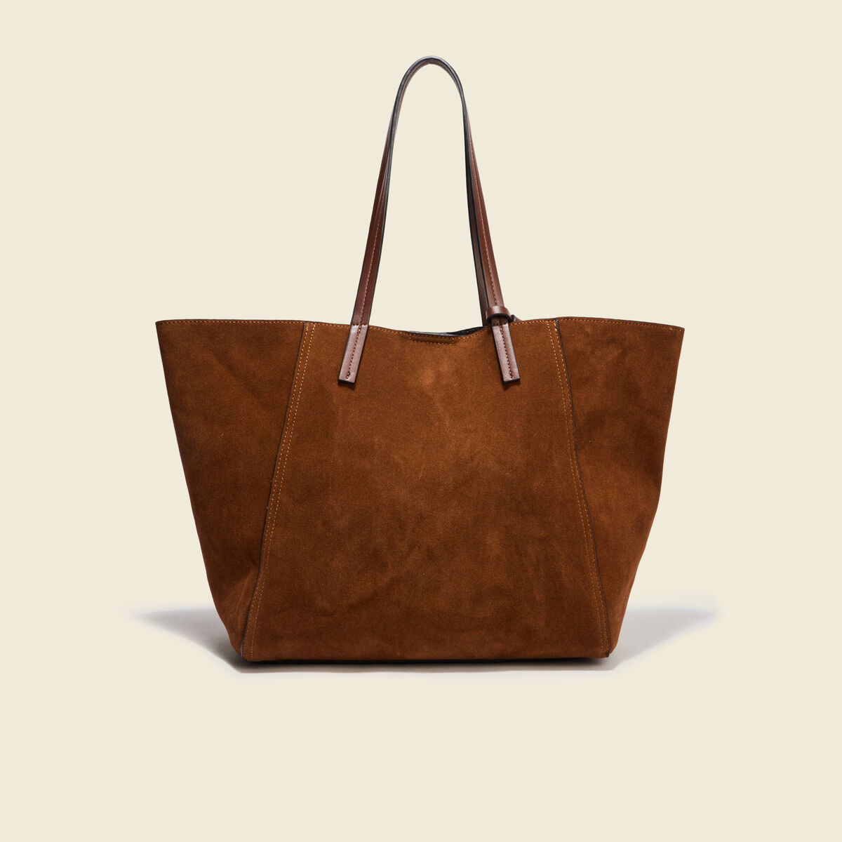 Cabas bandouli&egrave;re avec doublure marron fonc&eacute; femme