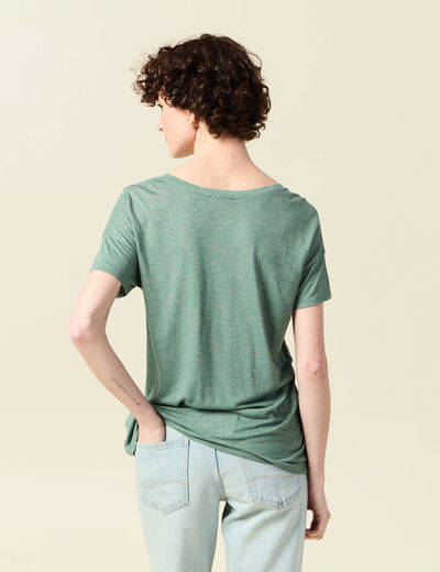 T-shirt manches courtes brillant vert foncé femme