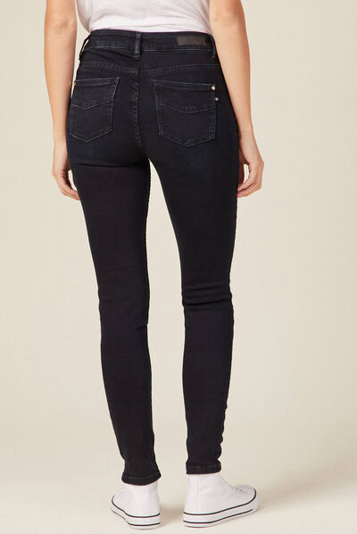 Jeans skinny taille haute denim blue black femme
