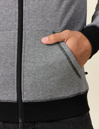Gilet manches longues zippé bleu marine homme