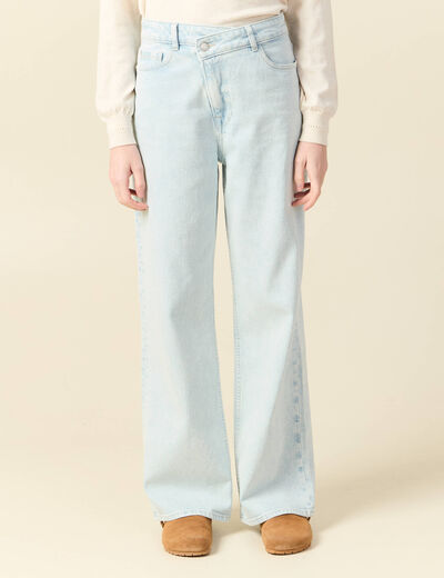 Jeans large taille haute denim snow bleu femme
