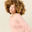 Pull manches longues rose saumon femme