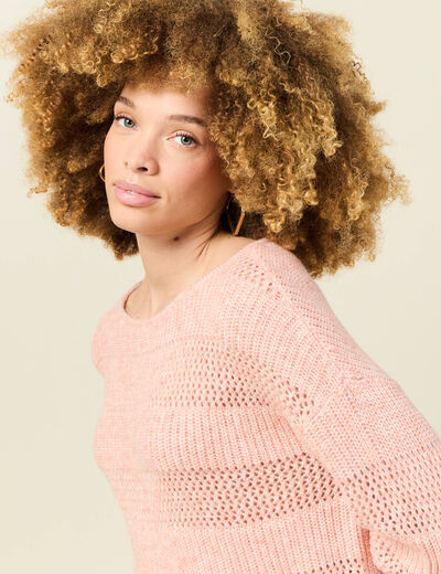 Pull manches longues rose saumon femme