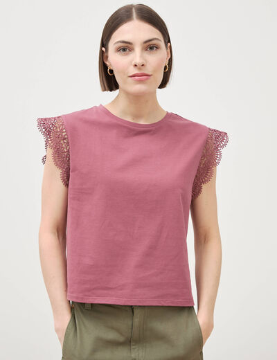T-shirt manches courtes vieux rose femme
