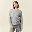 Pull manches longues sequins gris clair femme