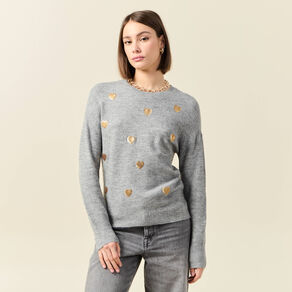 pull manches longues sequins gris clair femme Pull manches longues sequins gris clair femme