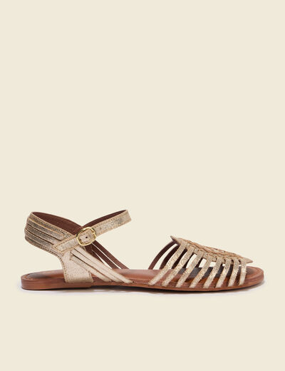 Sandales en cuir couleur or femme