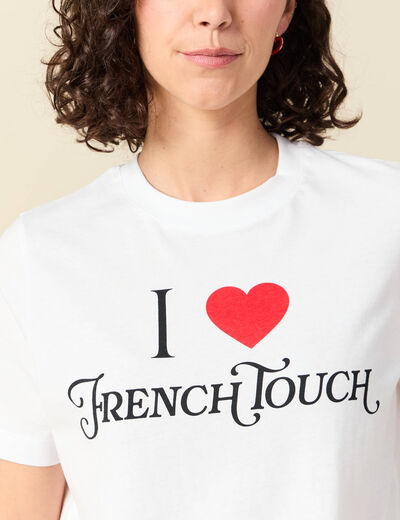 T-shirt oversize col rond en coton blanc femme