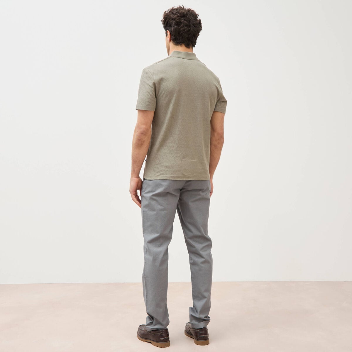 Polo manches courtes vert kaki homme