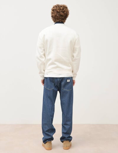 Sweat droit col rond manches longues ecru homme