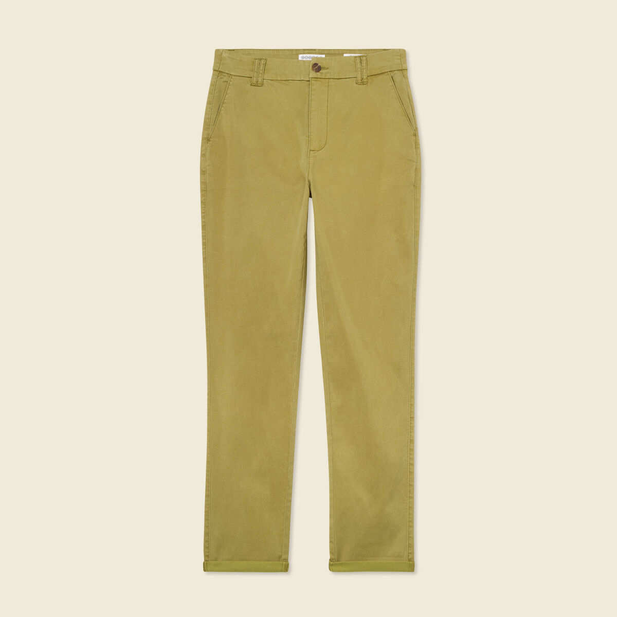 Pantalon chino cigarette vert olive femme