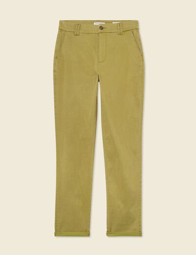 Pantalon chino cigarette vert olive femme