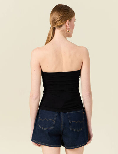 Bustier cropped côtelé noir femme
