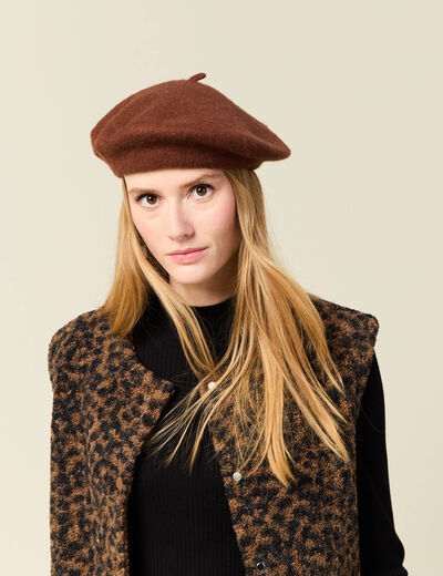Béret marron cognac femme