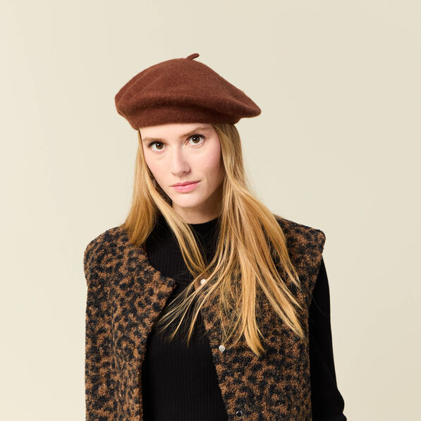 Béret marron cognac femme