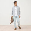 Chemise manches longues bleu fonc&eacute; homme