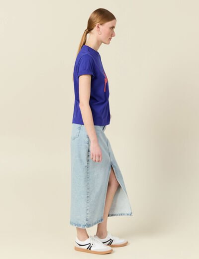 T-shirt éco-responsable bleu violet femme