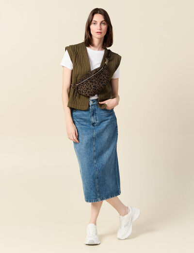 Gilet sans manches matelassé vert kaki femme