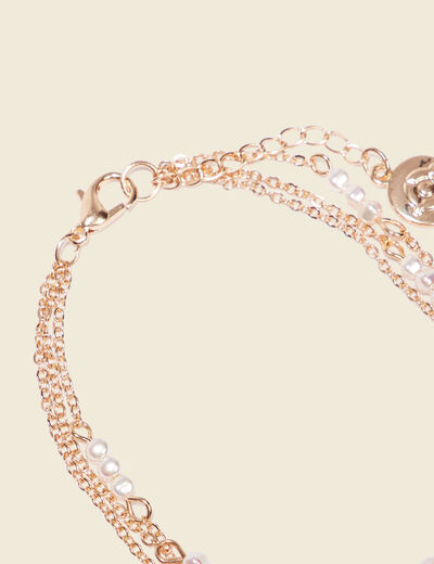 Bracelet multirangs à perles blanc femme