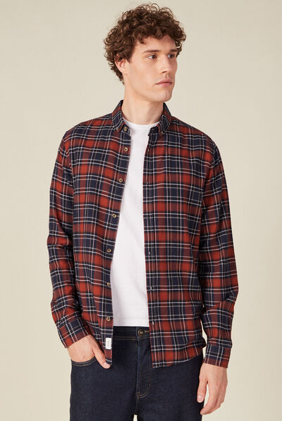 Chemise éco-responsable marron cognac homme