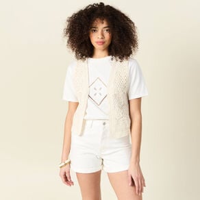 Gilet sans manches ecru femme