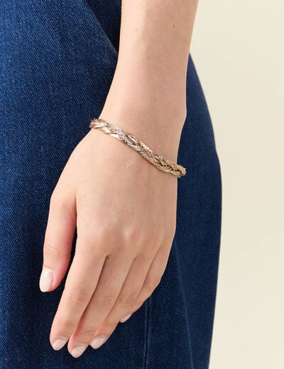 Bracelet chaîne tressé couleur or femme