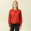 Pull manches longues col rond rouge fonc&eacute; femme