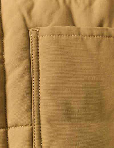 Doudoune sans manches en velours doubl&eacute;e vert kaki homme