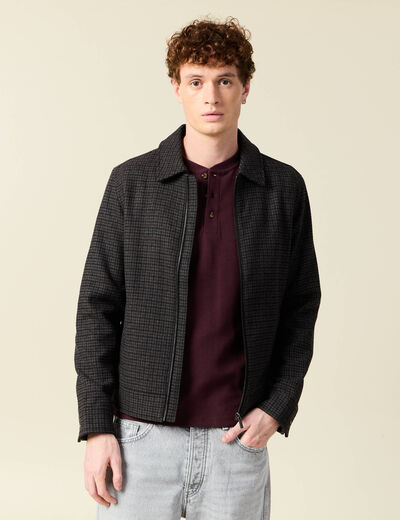 Veste oversize courte col classique gris fonc&eacute; homme