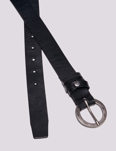 Ceinture en cuir noir femme