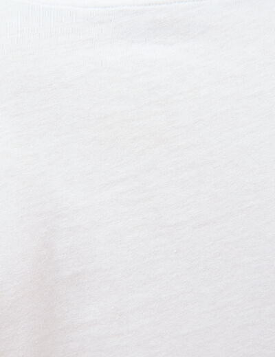 T-shirt droit col rond manches courtes blanc femme