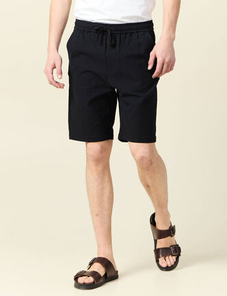 Short droit taille &eacute;lastiqu&eacute;e noir homme