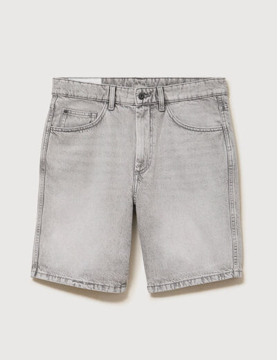 Bermuda en jean coton denim snow gris homme