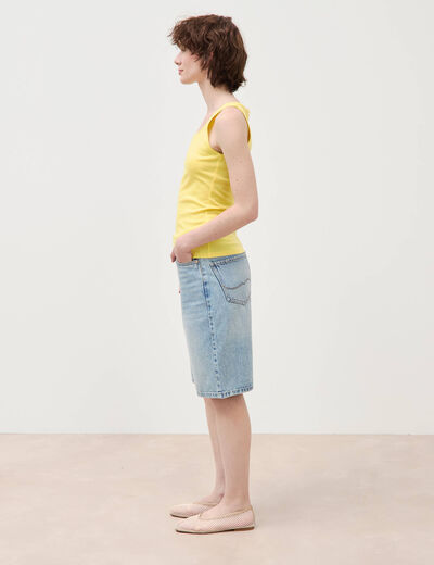D&eacute;bardeur cintr&eacute; d&eacute;collet&eacute; sans manches jaune femme