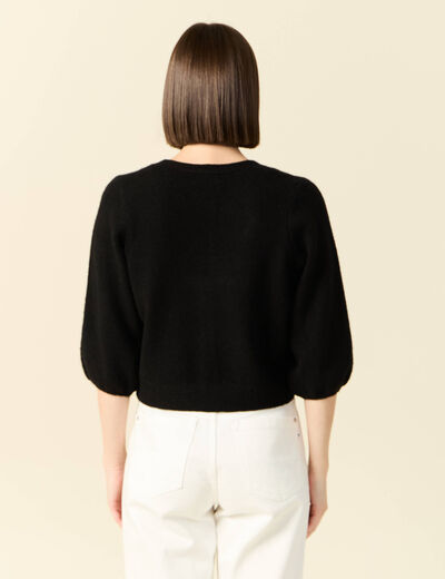 Gilet manches 3/4 noir femme