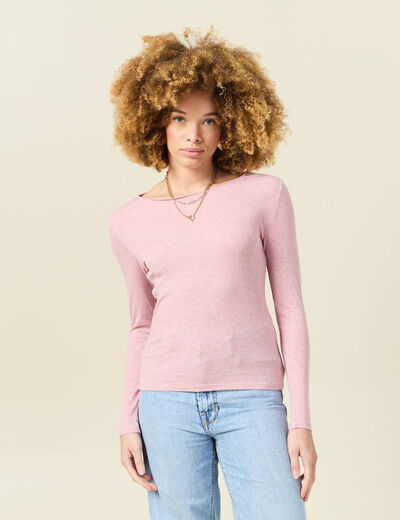 T-shirt femme maille unie Instinct rose clair femme
