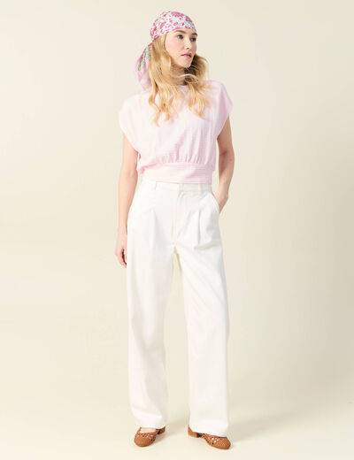 T-shirt manches courtes rose clair femme