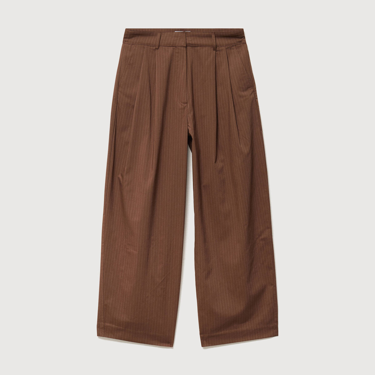 Pantalon large ray&eacute; taille standard marron fonc&eacute; femme