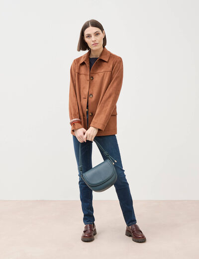 Jeans slim taille haute denim brut femme