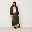 Pull droit col v manches longues ecru femme