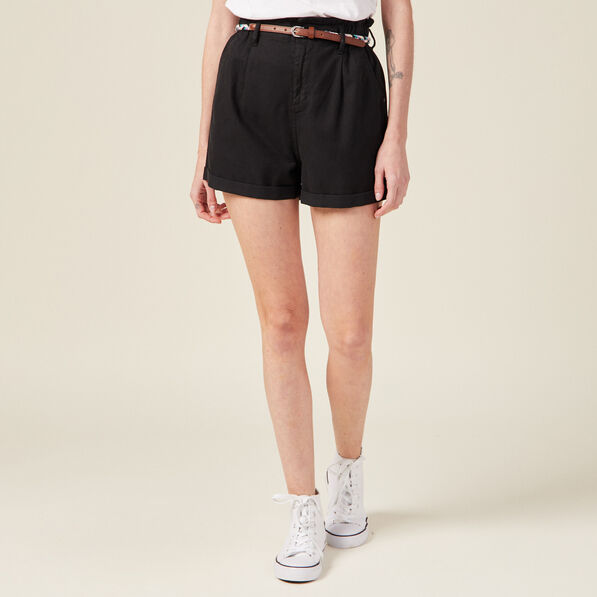 short paperbag ceinture noir femme Short paperbag ceinturé noir femme