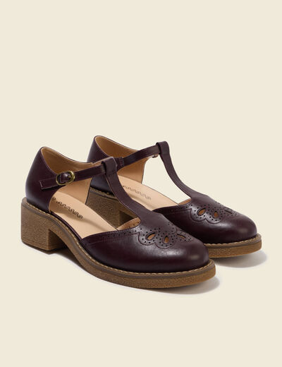 Sandales salom&eacute; &agrave; talons prune femme