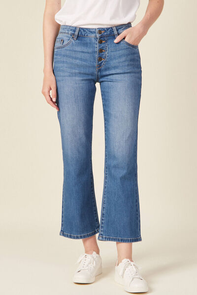 Jeans bootcut 7/8ème denim used femme