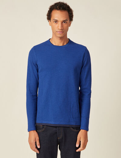 T-shirt manches longues bleu electrique homme